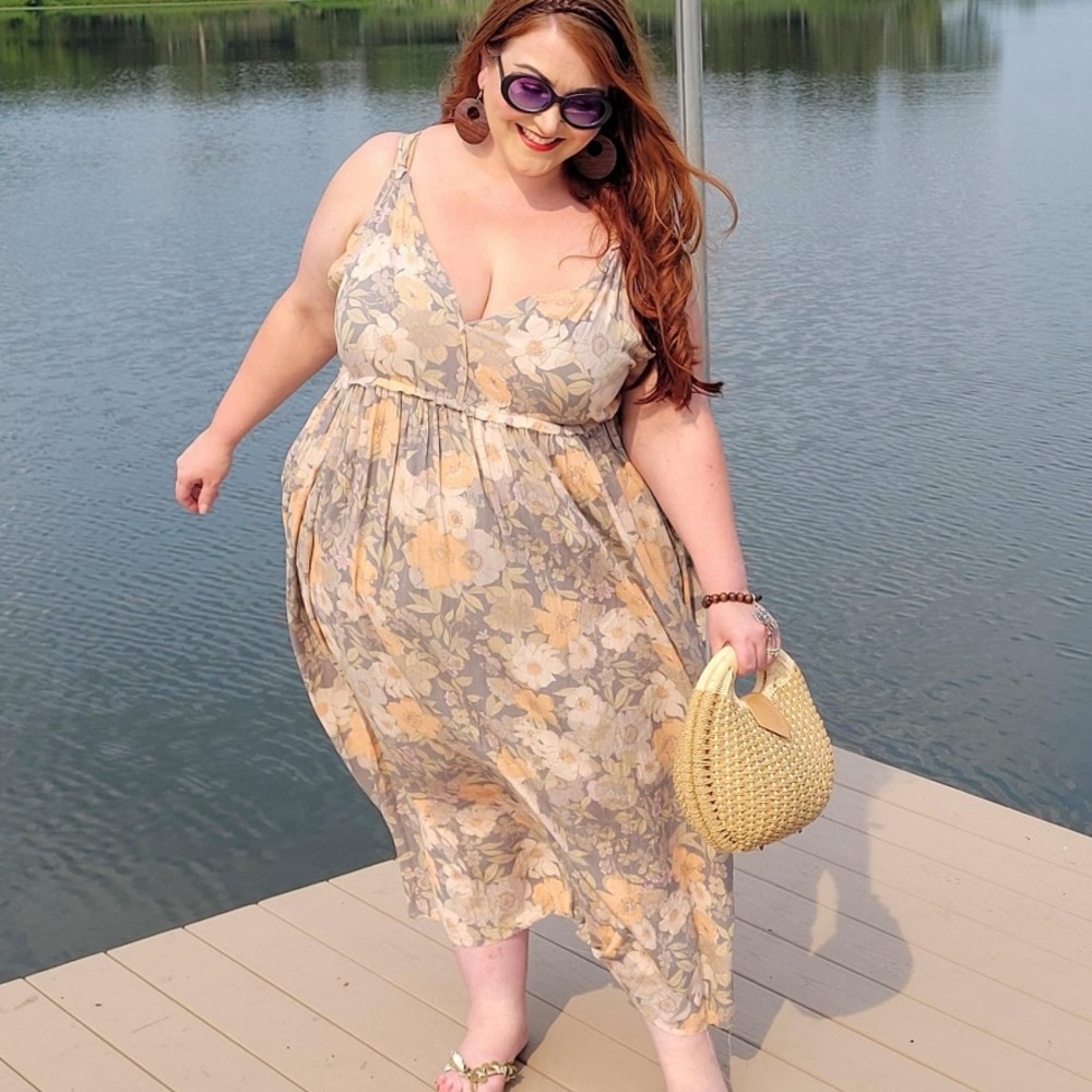 ARULA Floral Maxi Dress in Yellow and Gray
